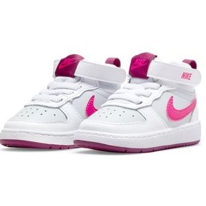 BN NIKE Baby/Toddler Court Borough Mid Sneaker SZ. 6C CD7794-006 WHT/ PNK/ GRY